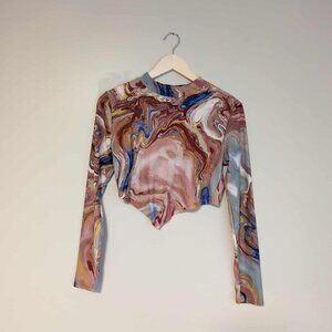 Rue 21 Asymmetrical Marble Crop Top